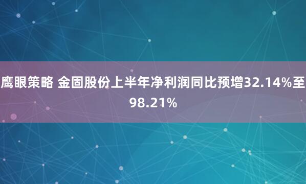 鹰眼策略 金固股份上半年净利润同比预增32.14%至98.21%
