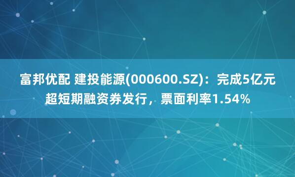 富邦优配 建投能源(000600.SZ)：完成5亿元超短期融资券发行，票面利率1.54%